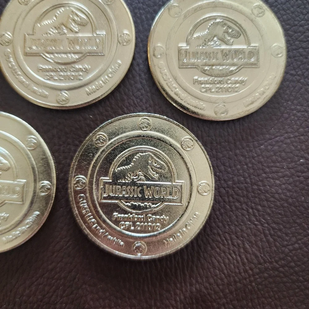 Jurassic World Dinosaur Coin Token Lot Frankford Candy T-Rex Velociraptor Stegos